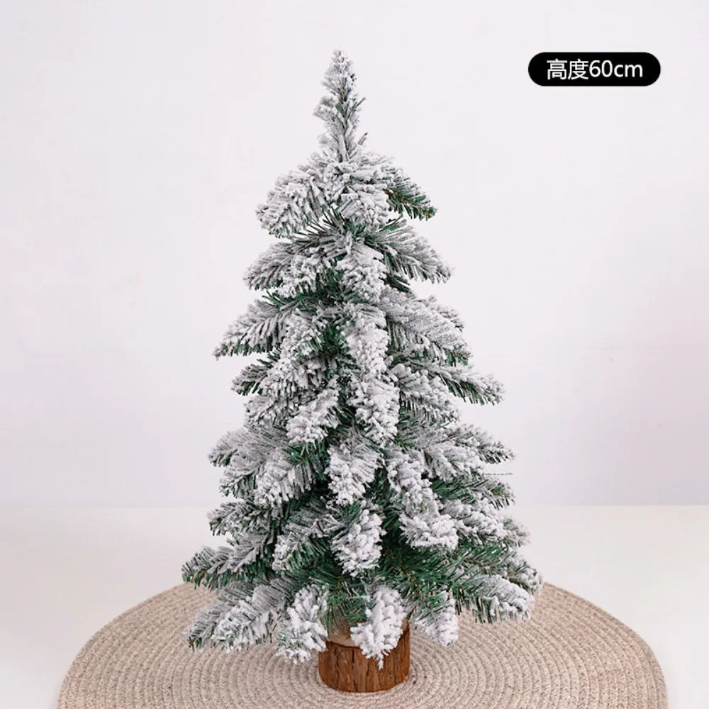 Mini Flocked Christmas Tree Pre Lit Artificial Tabletop Christmas Trees Snow Flocked Xmas Tree DIY Decorations