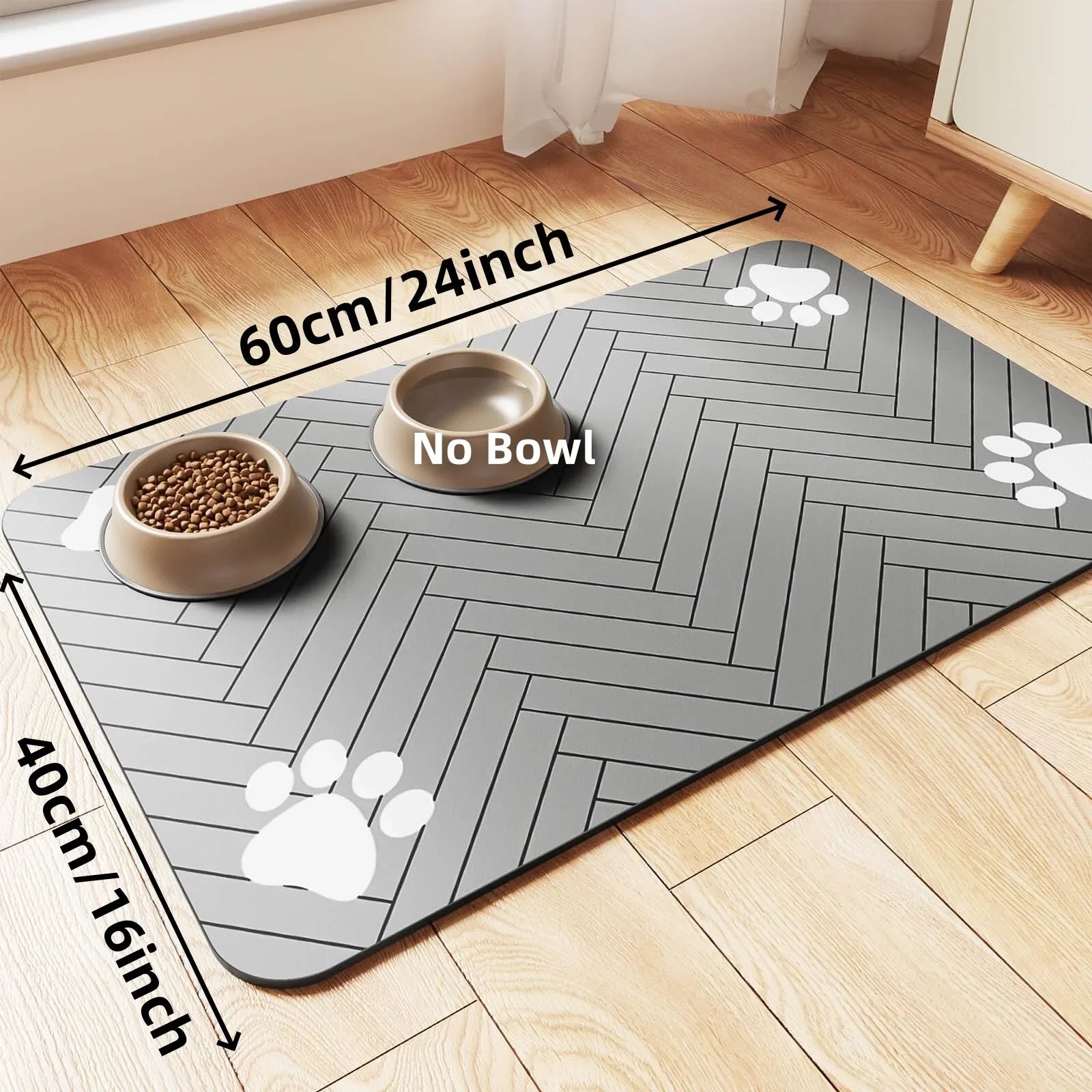 S(Little Kitten )、M、L Bsorbent Pet Feeding Mat, Waterproof Placemat for Dog & Cat Food & Water Bowls, Quick-Dry Rubber Backing