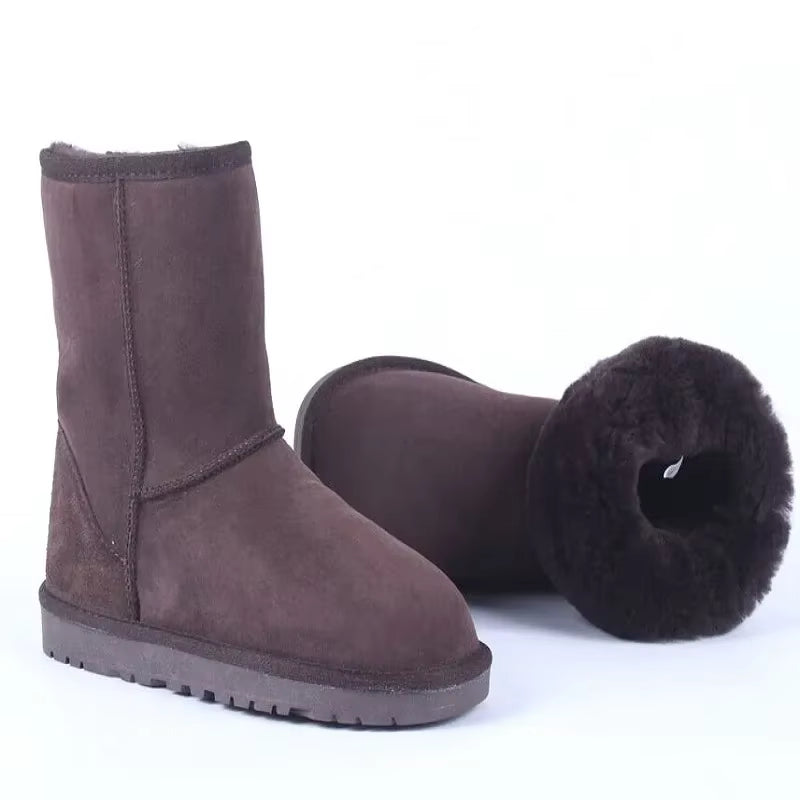 Cow Suede Leather Snow Boots Women Top Quality Australia Fur Boots Winter Boots for Women Warm Wool Ankle Boots Botas Mujer