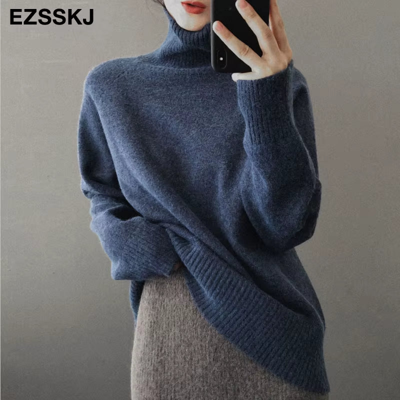 Woman Sweaters Warm Sweater Oversize Female Women'S Turtleneck 2020 Autumn Winter Women'S Wool Sweater Women'S Jumper Pull Long