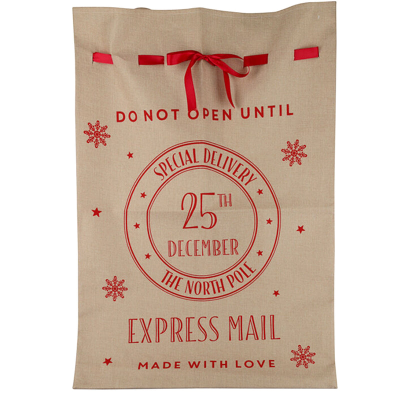 Christmas Sack Jute Bag Drawstring Gift Reusable Present Stocking Storage XL