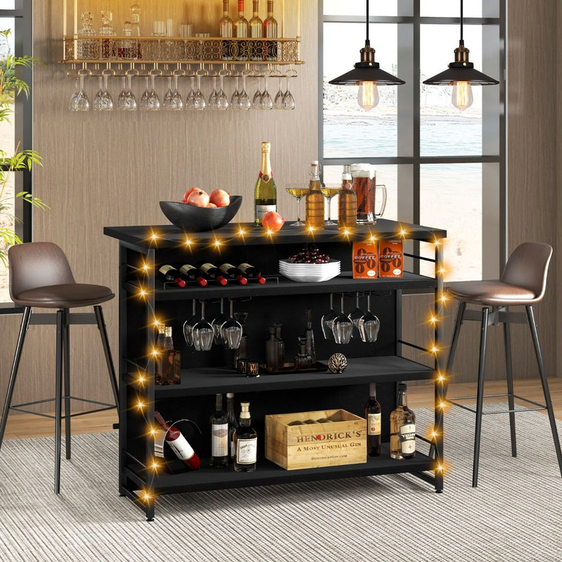 Industrial Home Bar Unit with 3 Open Shelves