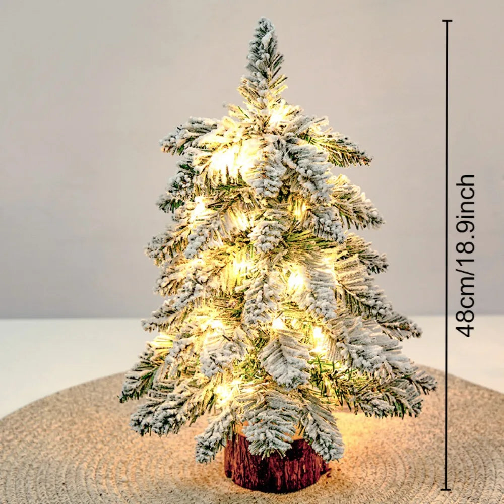 Mini Flocked Christmas Tree Pre Lit Artificial Tabletop Christmas Trees Snow Flocked Xmas Tree DIY Decorations