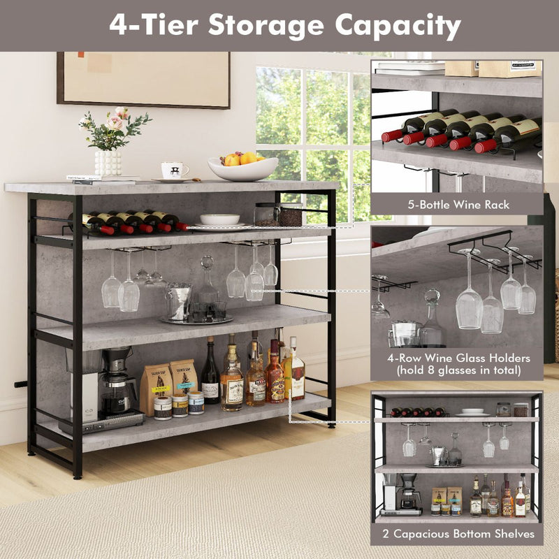 Industrial Home Bar Unit with 3 Open Shelves
