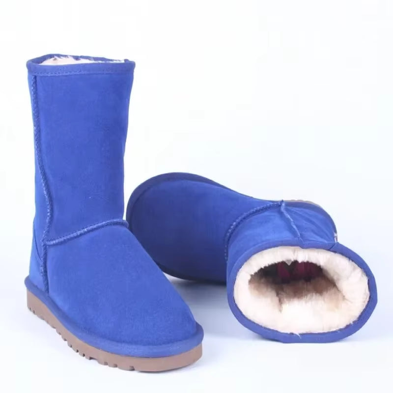 Cow Suede Leather Snow Boots Women Top Quality Australia Fur Boots Winter Boots for Women Warm Wool Ankle Boots Botas Mujer