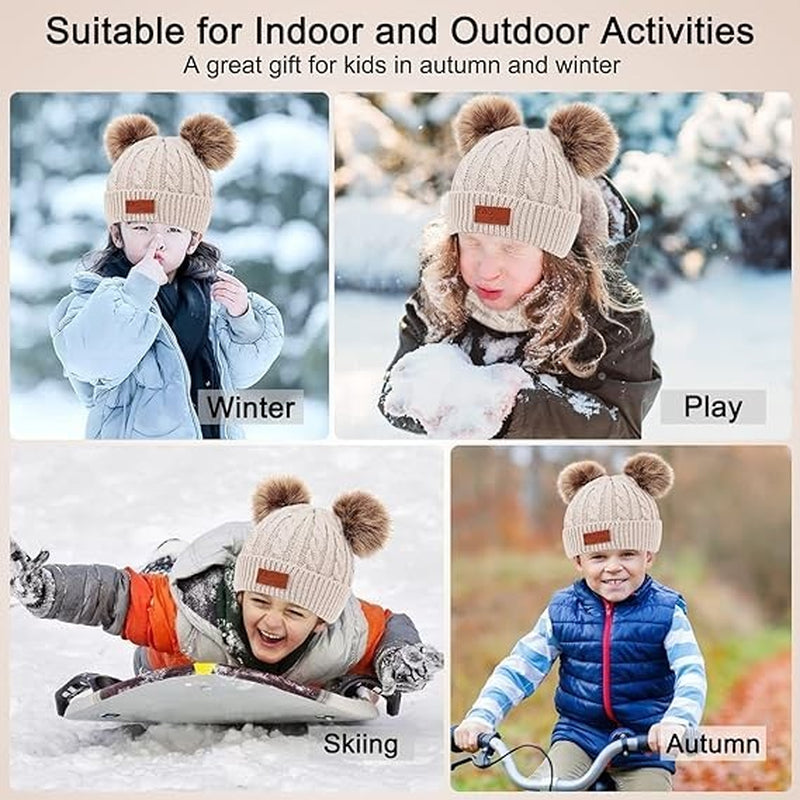 Kids Winter Hat Scarf Gloves Set 3-In-1 Warm Knit Beanie Cap Neck Warmer Mittens