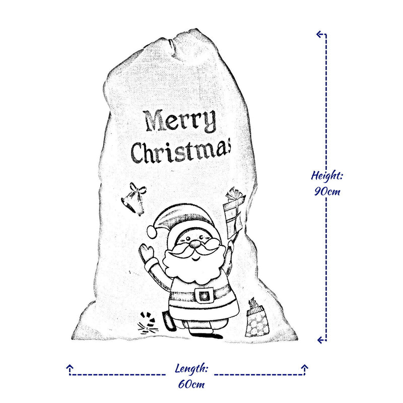 Christmas Sack Jute Bag Drawstring Gift Reusable Present Stocking Storage XL