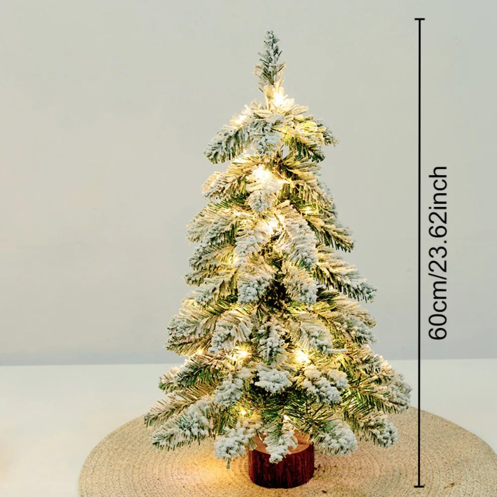 Mini Flocked Christmas Tree Pre Lit Artificial Tabletop Christmas Trees Snow Flocked Xmas Tree DIY Decorations