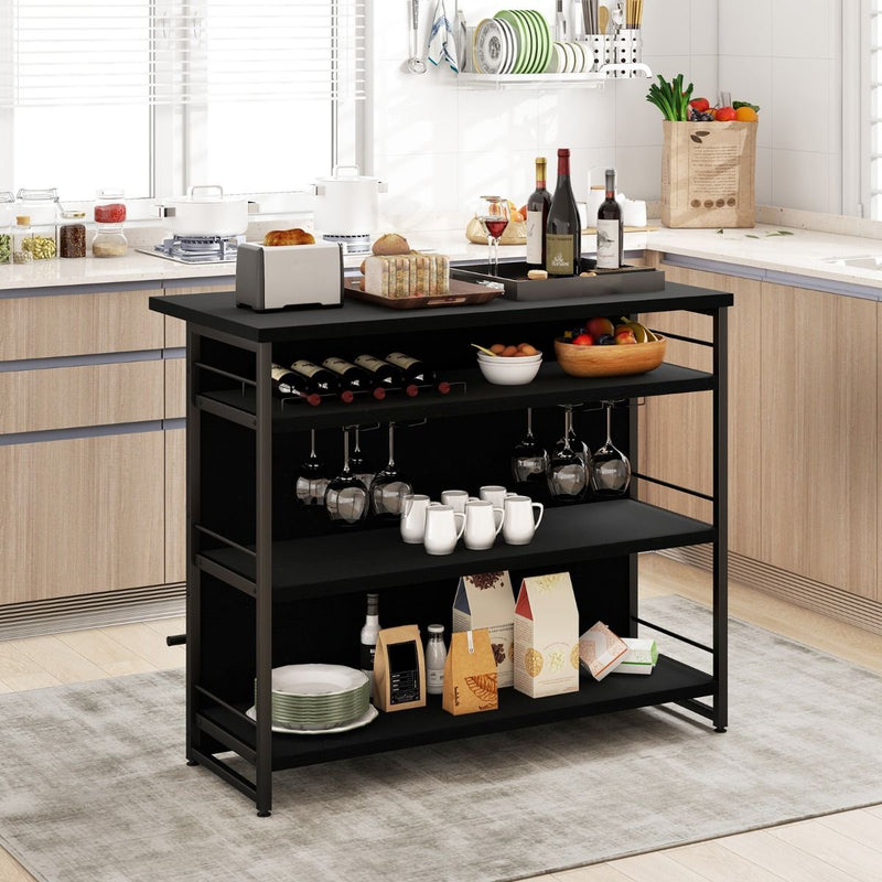 Industrial Home Bar Unit with 3 Open Shelves