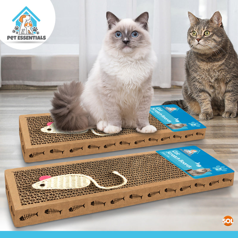 2Pk Cat Scratcher Pads | Kitten Scratching Board Mat Cardboard Bed Pet Play Toy