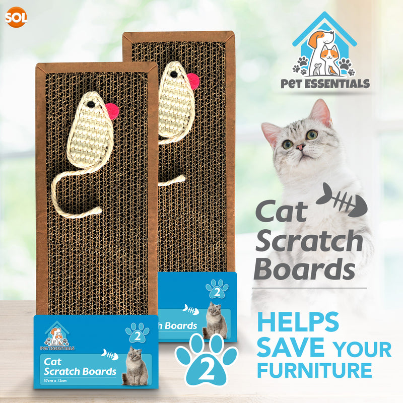 2Pk Cat Scratcher Pads | Kitten Scratching Board Mat Cardboard Bed Pet Play Toy