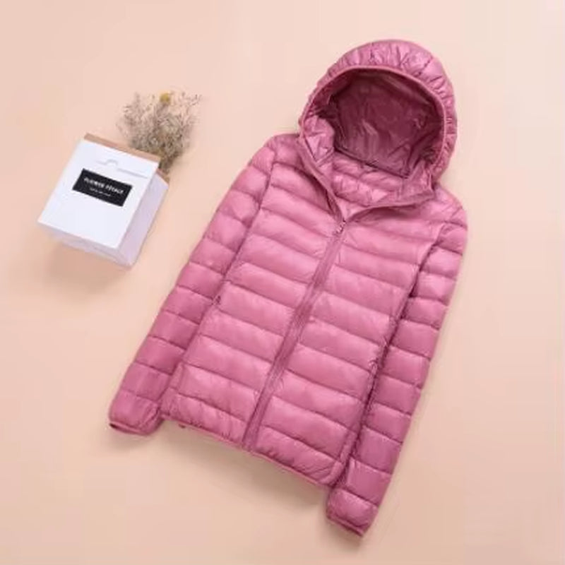 Spring Womens down Jackets Ultra Light Winter Duck down Coat Short Hoodie Puffer Jacket Parkas ED659