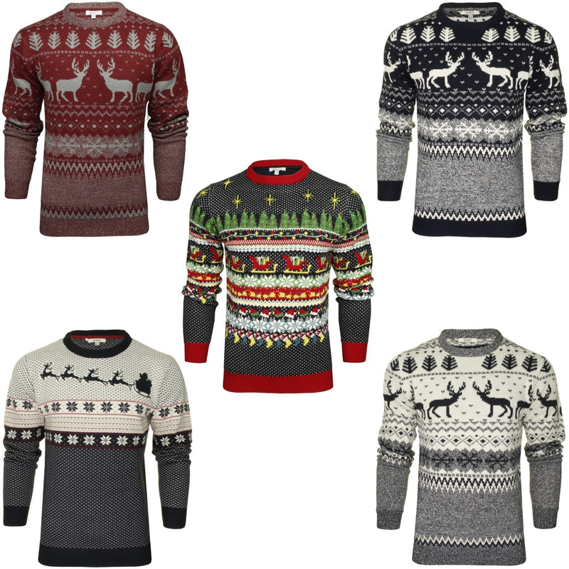 Xact Mens Nordic Reindeer Xmas / Christmas Jumper
