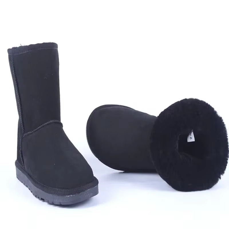 Cow Suede Leather Snow Boots Women Top Quality Australia Fur Boots Winter Boots for Women Warm Wool Ankle Boots Botas Mujer