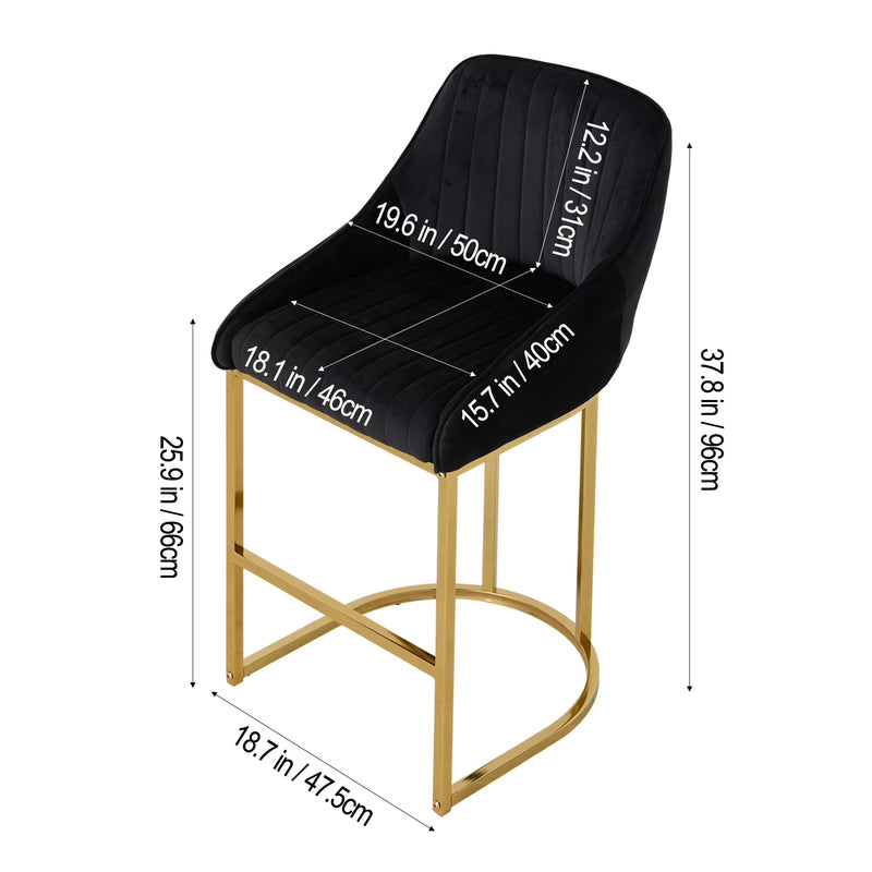 Upholstered Bar Stools Set of 2 Comfortable Dining Chairs for Home Furniture