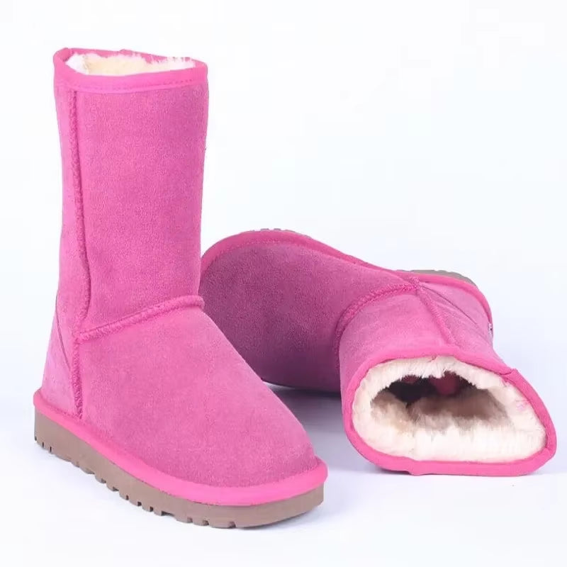 Cow Suede Leather Snow Boots Women Top Quality Australia Fur Boots Winter Boots for Women Warm Wool Ankle Boots Botas Mujer