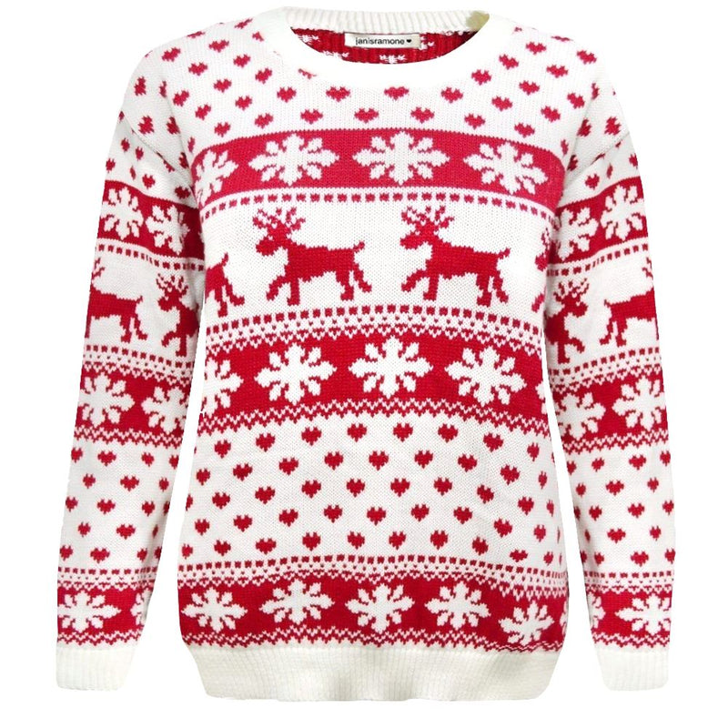 Kids Snowflake Reindeer Christmas Jumper Girls Boys Knitted Winter Xmas Sweater