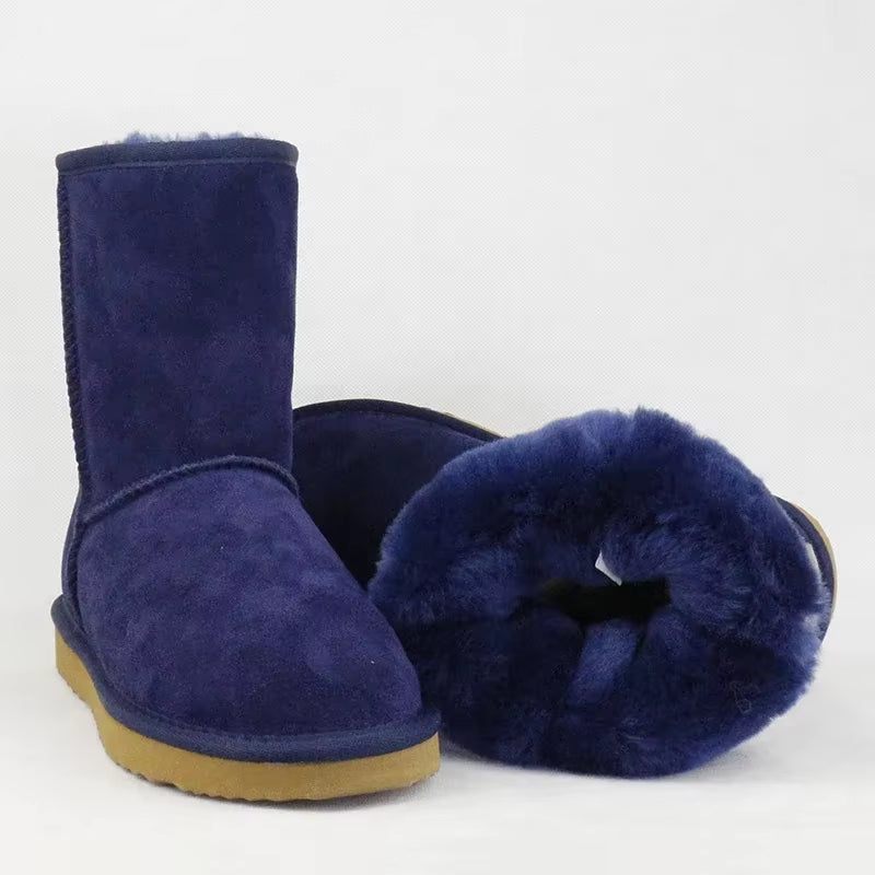 Cow Suede Leather Snow Boots Women Top Quality Australia Fur Boots Winter Boots for Women Warm Wool Ankle Boots Botas Mujer