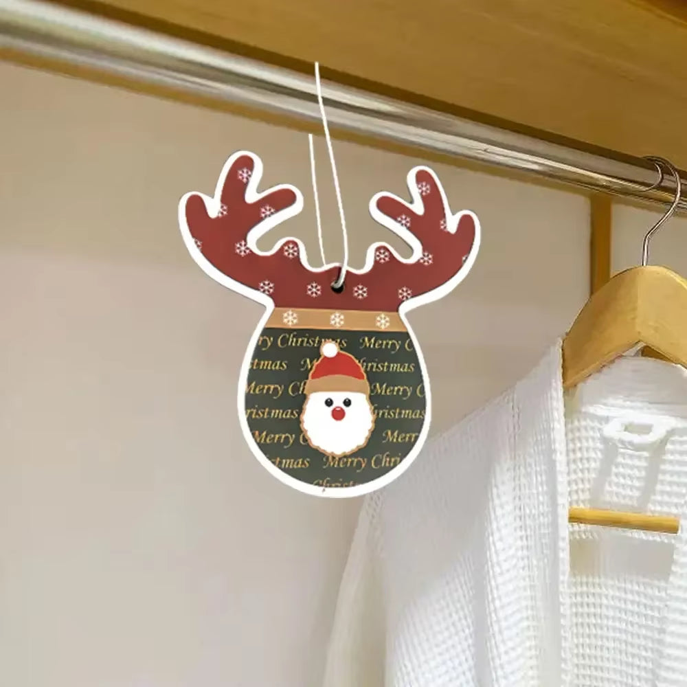 1-3Pcs Christmas Cute Reindeer Style Holiday Air Freshener Hanging Paper Furniture Hanging Ornaments Home Bathroom Freshener