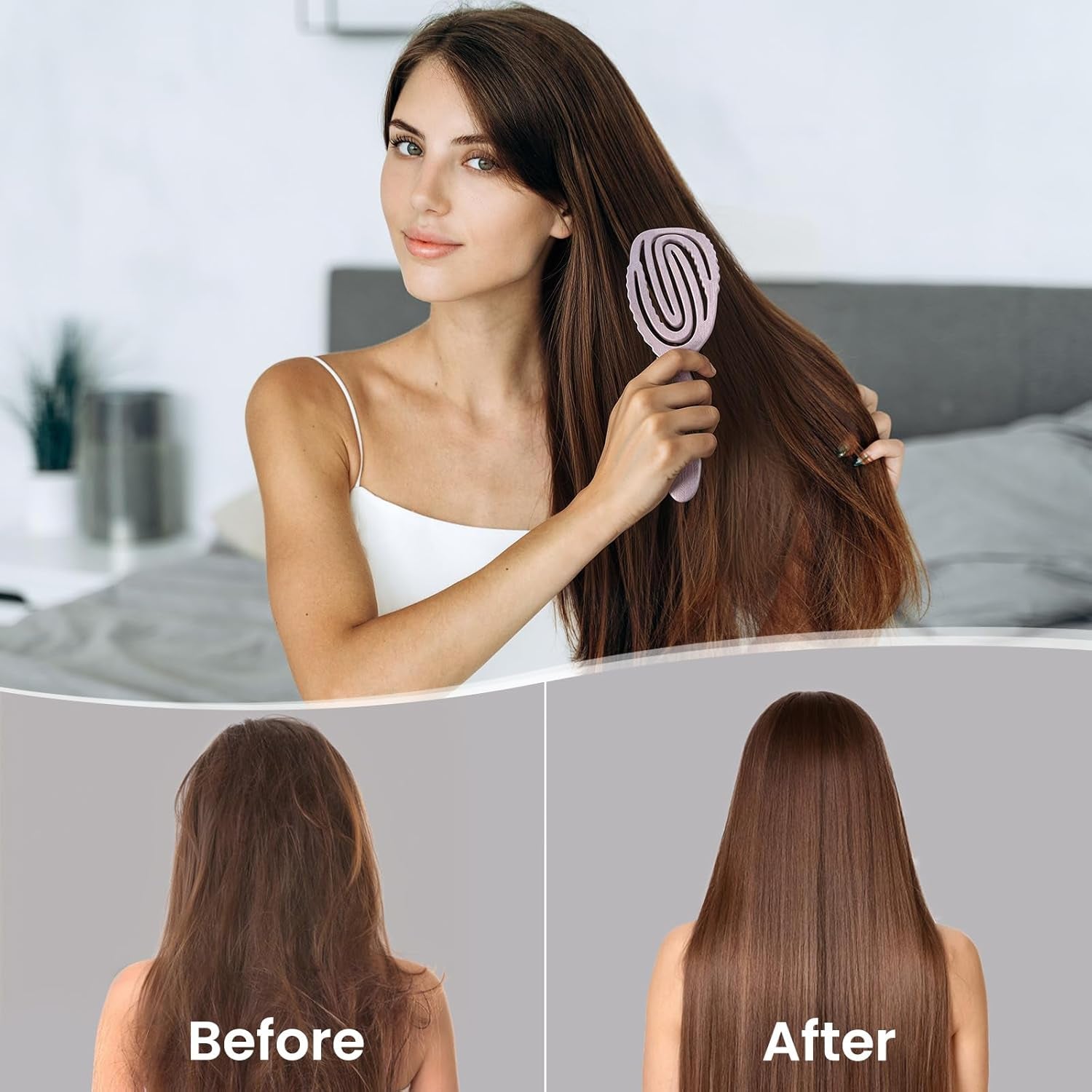 Detangle Brush - Bio-Friendly Curved Vented Brush W/Soft Bristles, Glides through Tangles for Thick Hair, Wet or Dry - Suitable for Women, Men & Kids