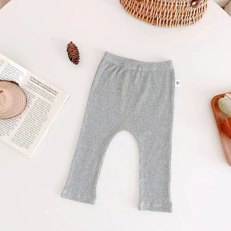 Baby Solid Leggings Girls All-Match Striped Skinny Pants Kids Cotton Elasticity Slim Pants Newborn Boy Stretch Trousers