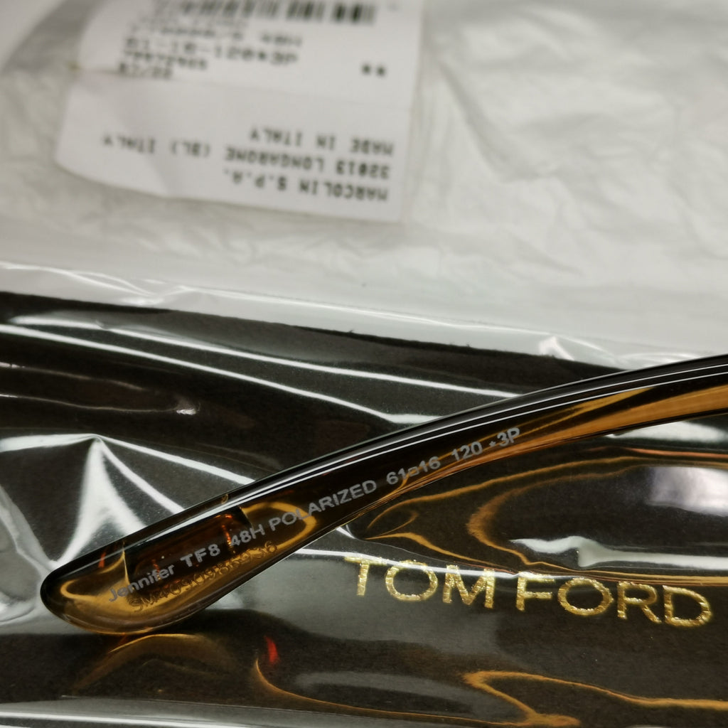 Tom Ford Sunglasses Jennifer Polarized Brown Gold Wrap Designer FT0008 TF8 48H