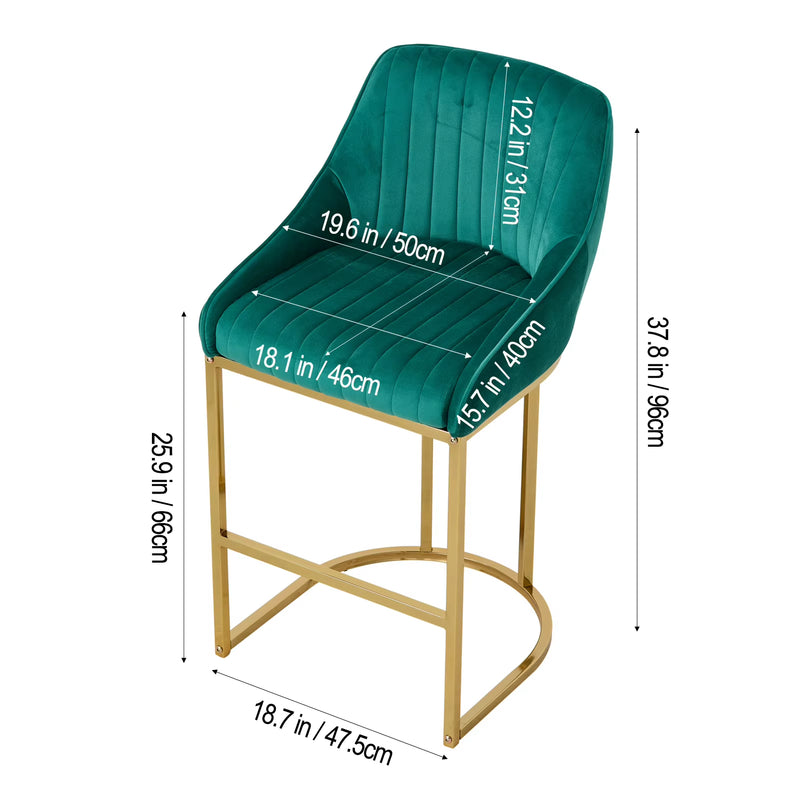 Upholstered Bar Stools Set of 2 Comfortable Dining Chairs for Home Furniture