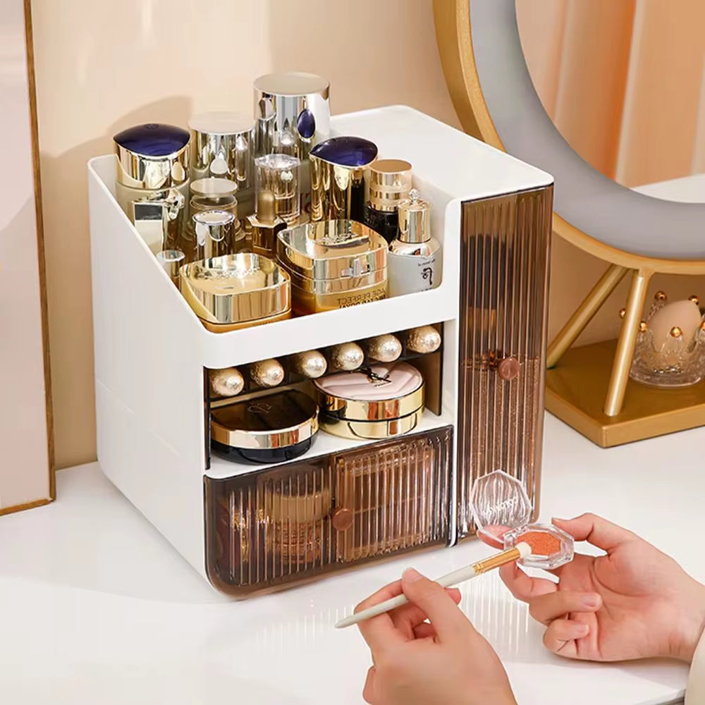 White Makeup Organizer with Semi Transparent Drawers