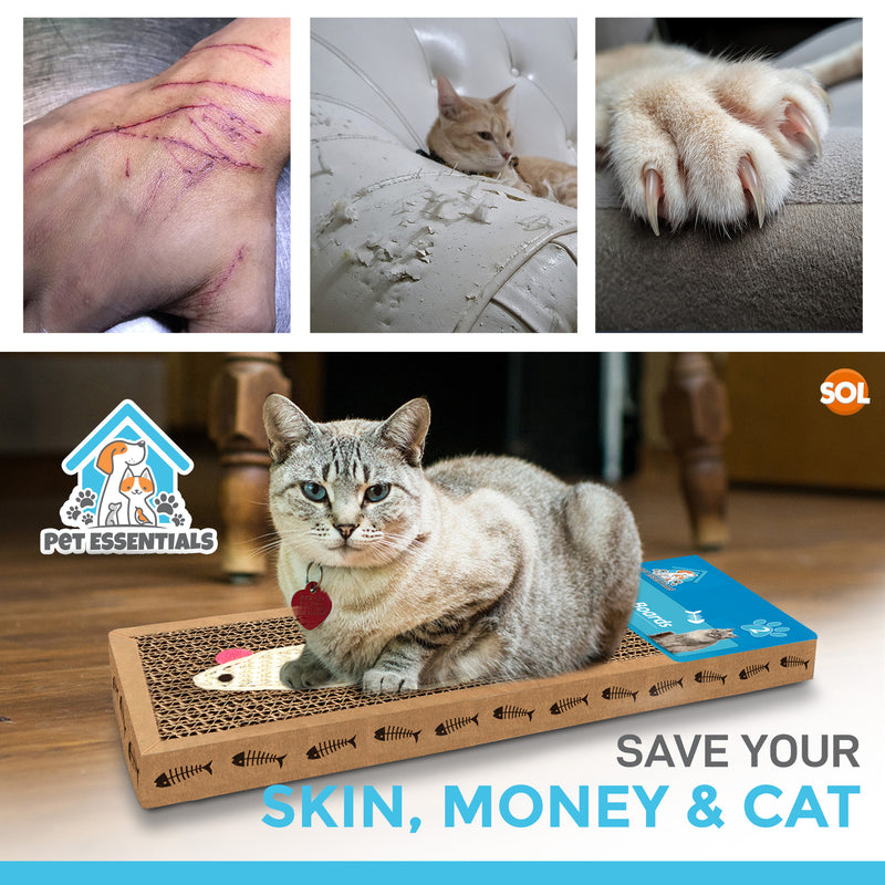 2Pk Cat Scratcher Pads | Kitten Scratching Board Mat Cardboard Bed Pet Play Toy