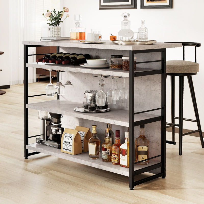 Industrial Home Bar Unit with 3 Open Shelves