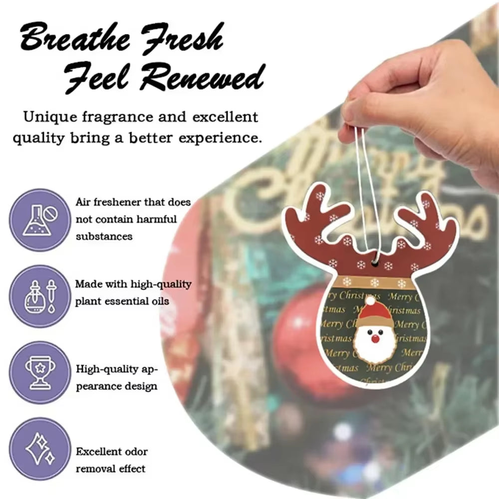 1-3Pcs Christmas Cute Reindeer Style Holiday Air Freshener Hanging Paper Furniture Hanging Ornaments Home Bathroom Freshener