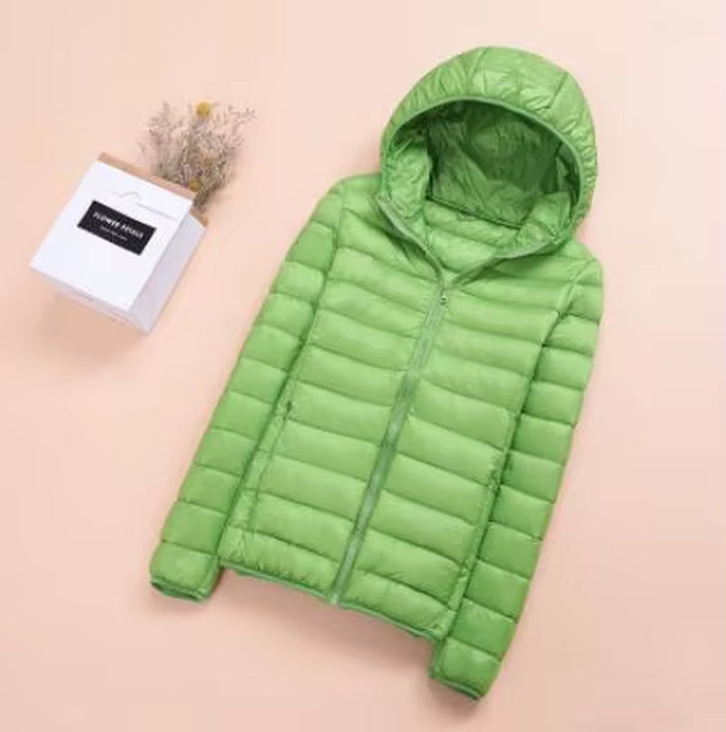 Spring Womens down Jackets Ultra Light Winter Duck down Coat Short Hoodie Puffer Jacket Parkas ED659