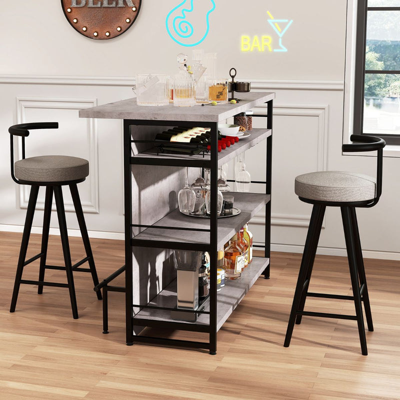 Industrial Home Bar Unit with 3 Open Shelves