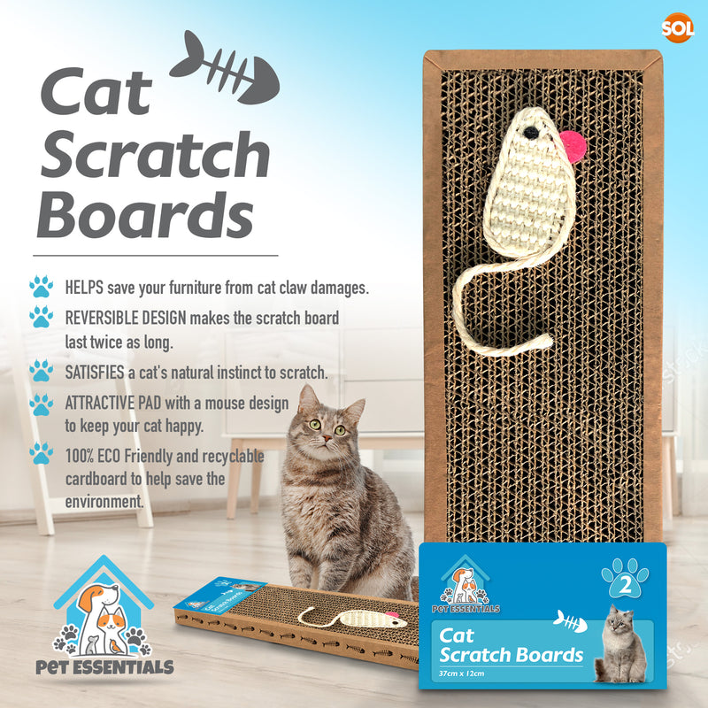 2Pk Cat Scratcher Pads | Kitten Scratching Board Mat Cardboard Bed Pet Play Toy
