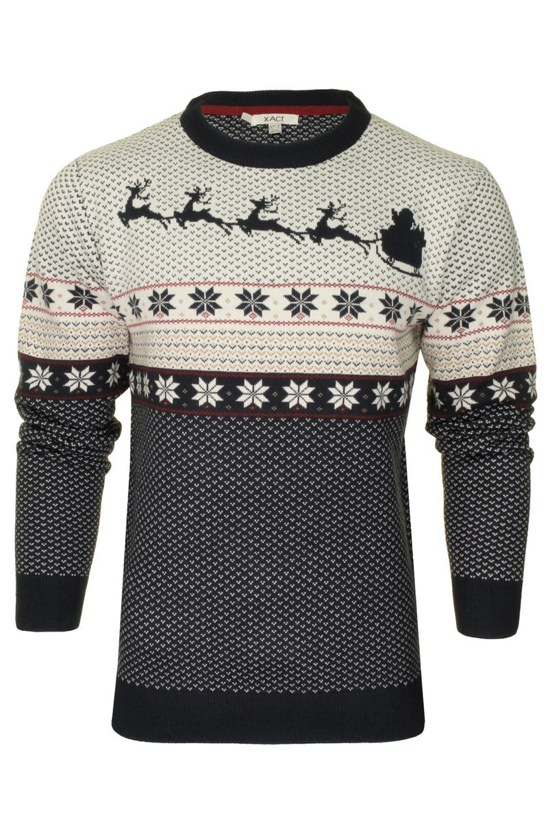 Xact Mens Nordic Reindeer Xmas / Christmas Jumper