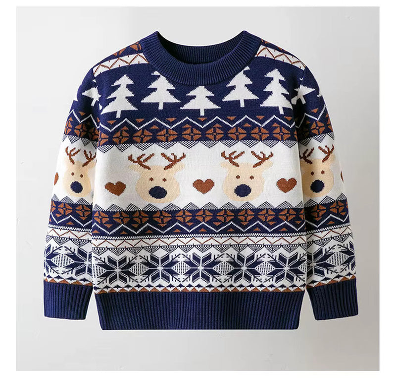 Christmas Reindeer Sweaters Boys Girls Xmas Pullovers Cartoon Deer Jumper