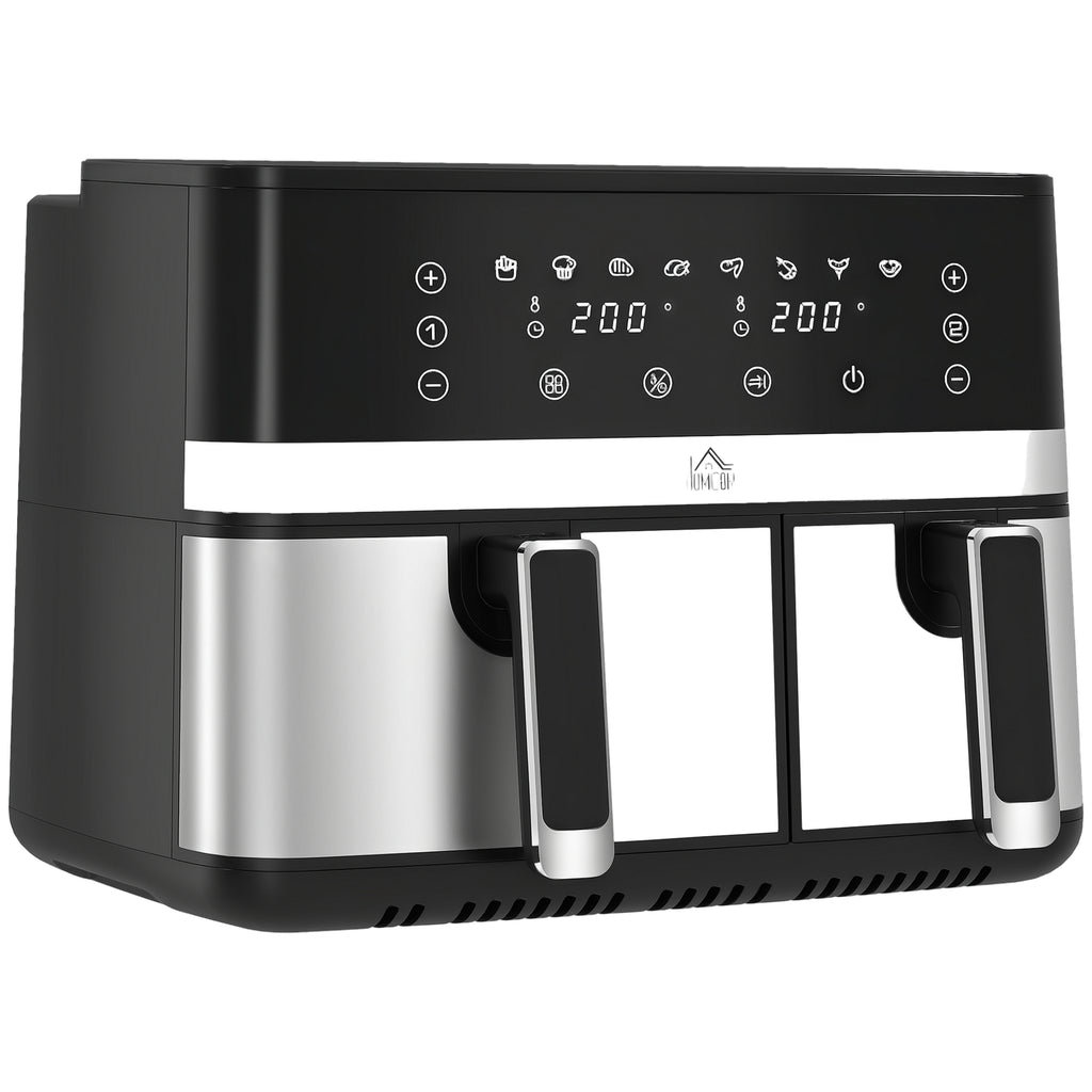 Dual Air Fryer, 8.5L Double Air Fryer with 8 Presets, Smart Finish, 2700W