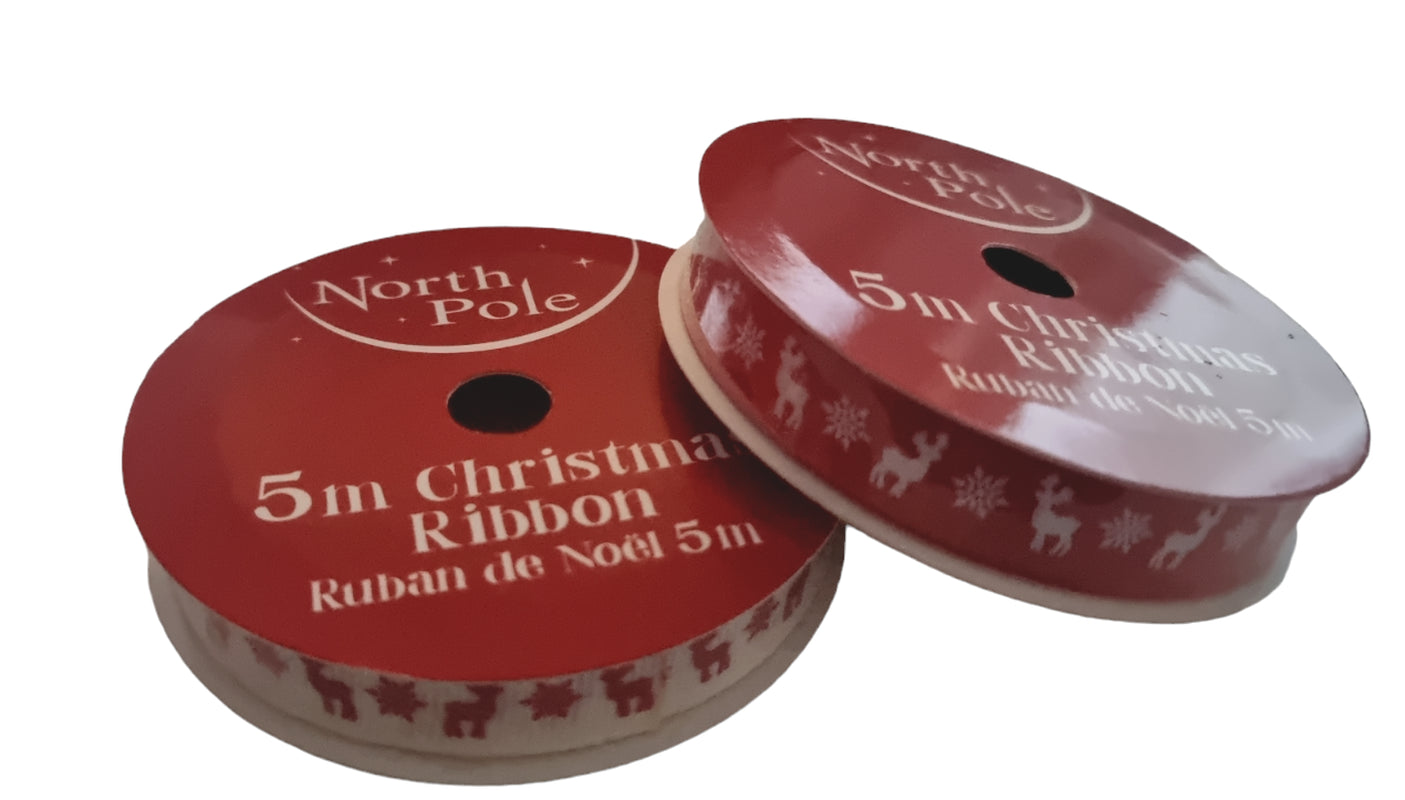 Christmas Satin Ribbon Gift Snowflake 10Mm Crafts Decoration Presents Xmas 5M