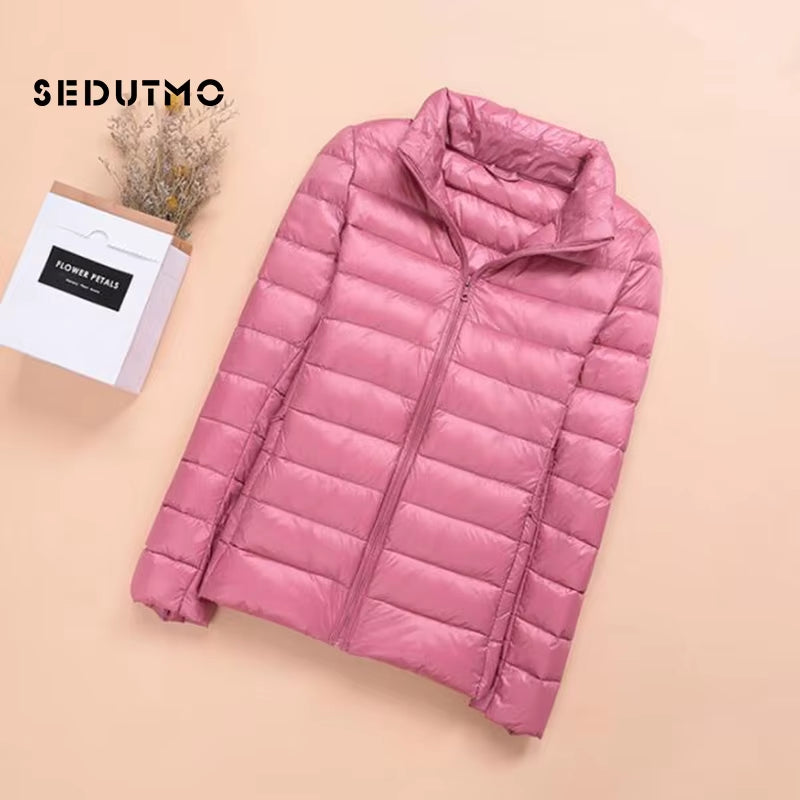 Spring Womens down Jackets Ultra Light Winter Duck down Coat Short Hoodie Puffer Jacket Parkas ED659