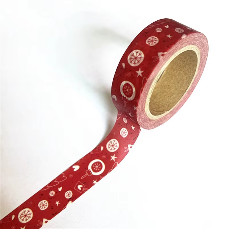 1PC Christmas Washi Tapes Snowflake Reindeer Stripes Kawaii Masking Tapes Stickers Stationery Scrapbooking School Supplies