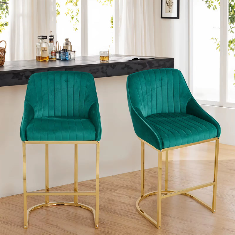 Upholstered Bar Stools Set of 2 Comfortable Dining Chairs for Home Furniture
