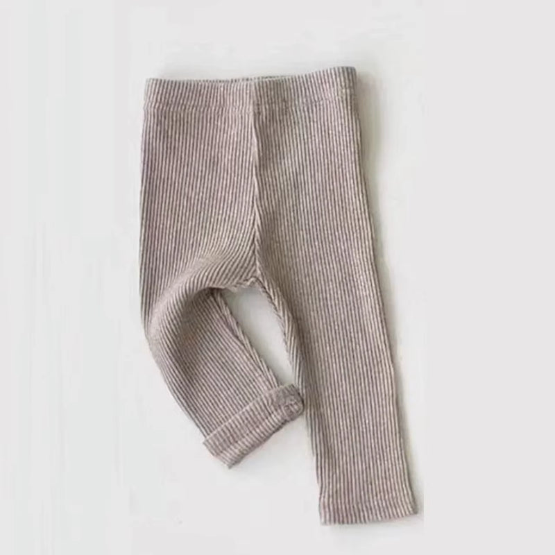 Baby Solid Leggings Girls All-Match Striped Skinny Pants Kids Cotton Elasticity Slim Pants Newborn Boy Stretch Trousers