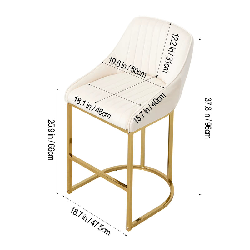 Upholstered Bar Stools Set of 2 Comfortable Dining Chairs for Home Furniture