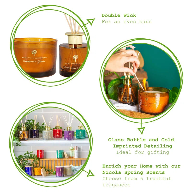 - Soy Wax Scented Candles - 350G - Sandalwood & Jasmine