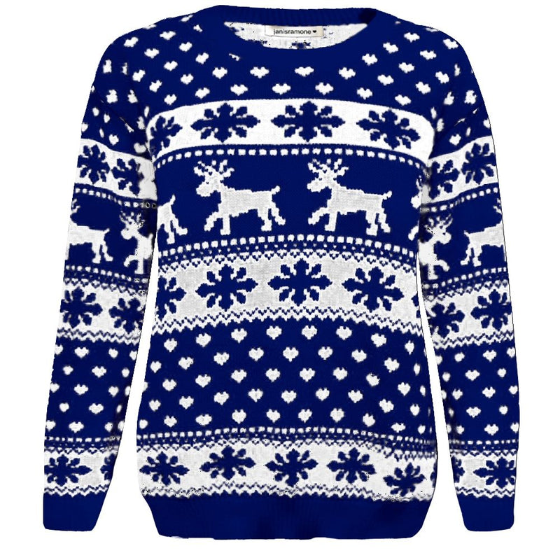 Kids Snowflake Reindeer Christmas Jumper Girls Boys Knitted Winter Xmas Sweater