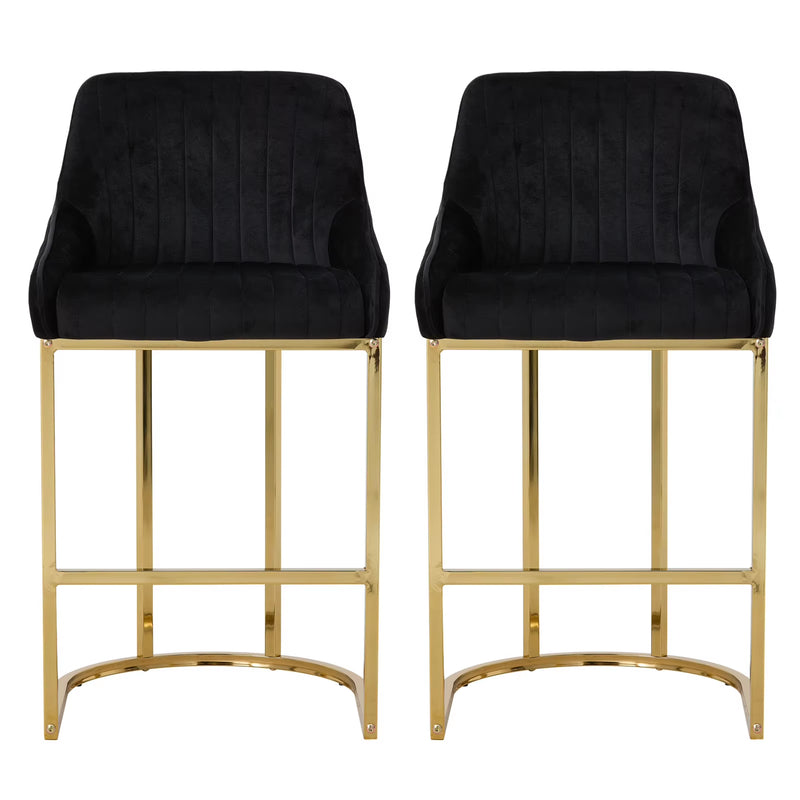 Upholstered Bar Stools Set of 2 Comfortable Dining Chairs for Home Furniture