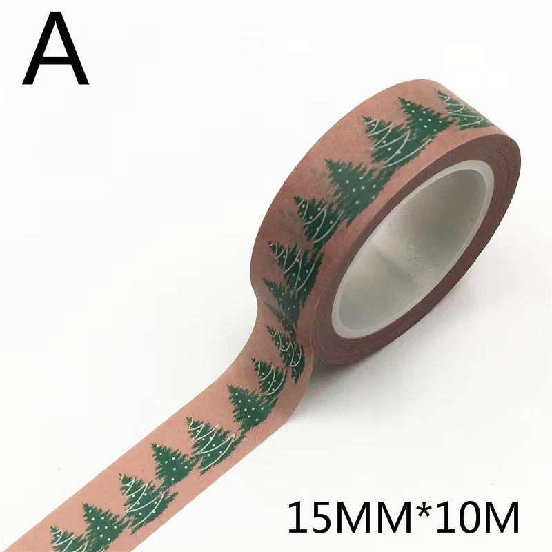 1PC Christmas Washi Tapes Snowflake Reindeer Stripes Kawaii Masking Tapes Stickers Stationery Scrapbooking School Supplies