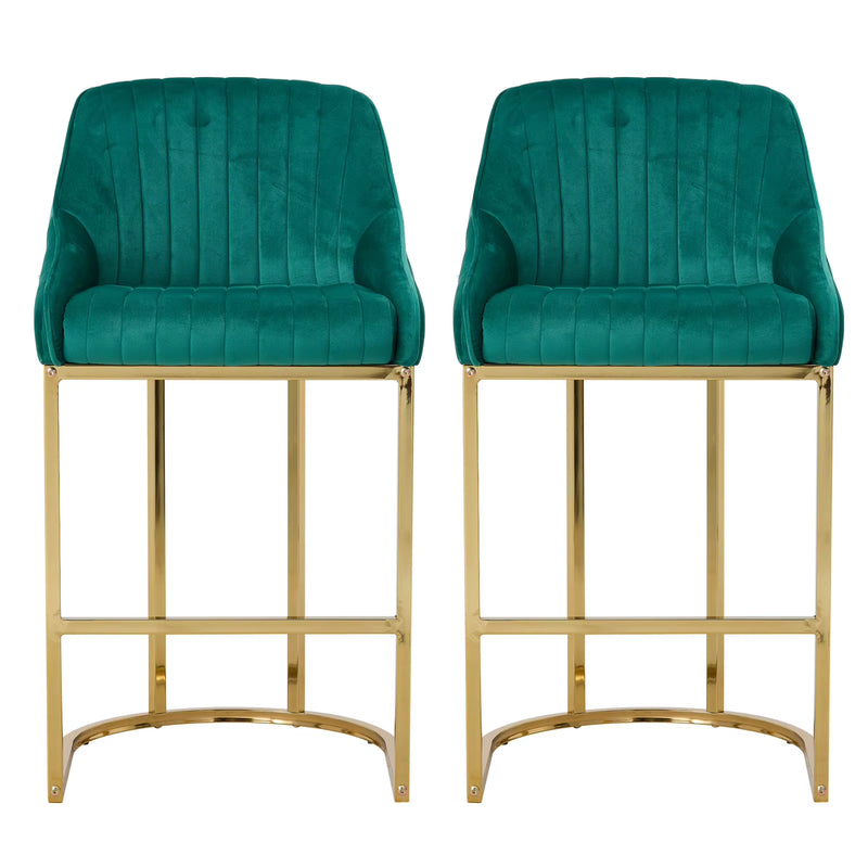 Upholstered Bar Stools Set of 2 Comfortable Dining Chairs for Home Furniture