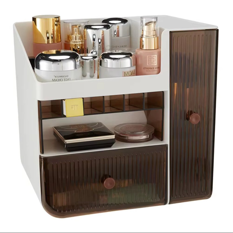 White Makeup Organizer with Semi Transparent Drawers