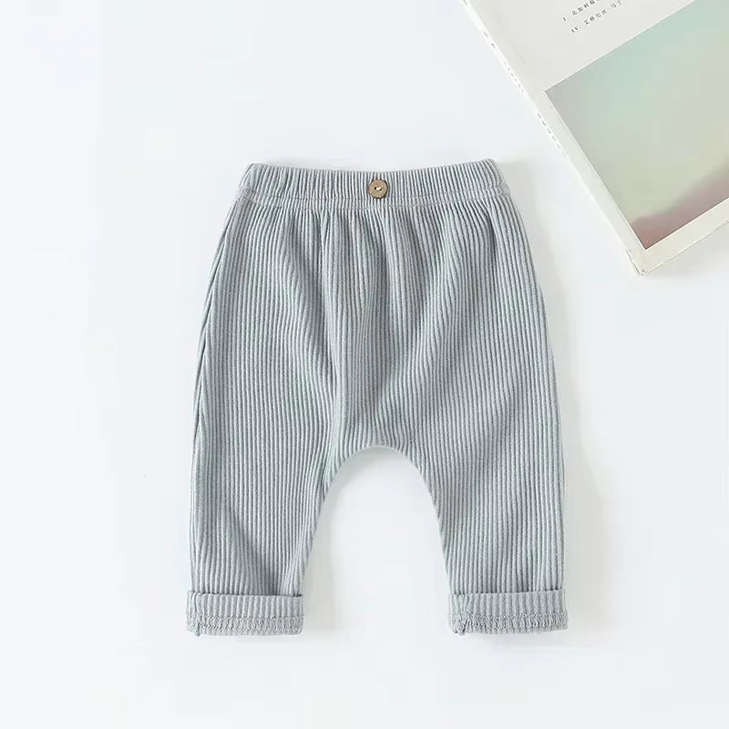 Baby Solid Leggings Girls All-Match Striped Skinny Pants Kids Cotton Elasticity Slim Pants Newborn Boy Stretch Trousers